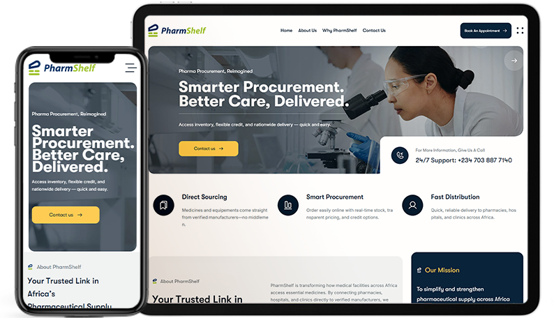 website design for pharmshelf nigeria abuja lagos